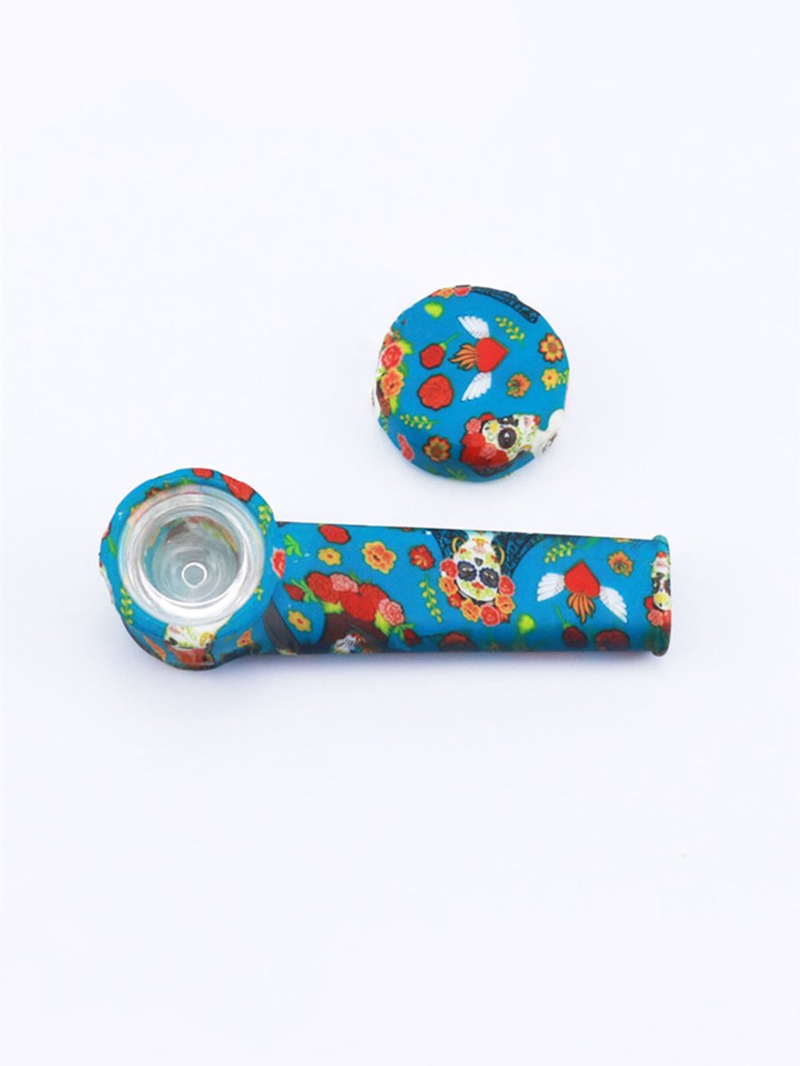 Silicone Hand Pipe With Glass Bowl And Lid
