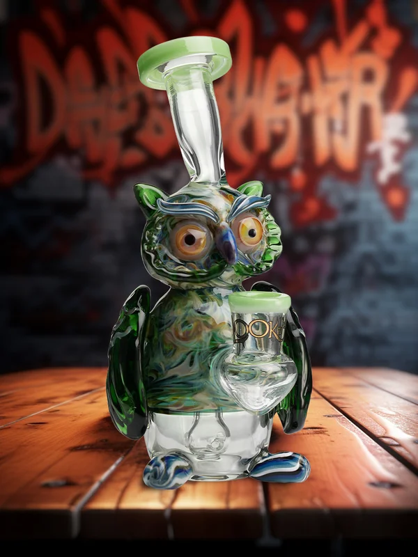 Lookah Rig 7" Mini Nerdy Owl Dab Rig green Lookah Rig 7" Mini Nerdy Owl Dab Rig green