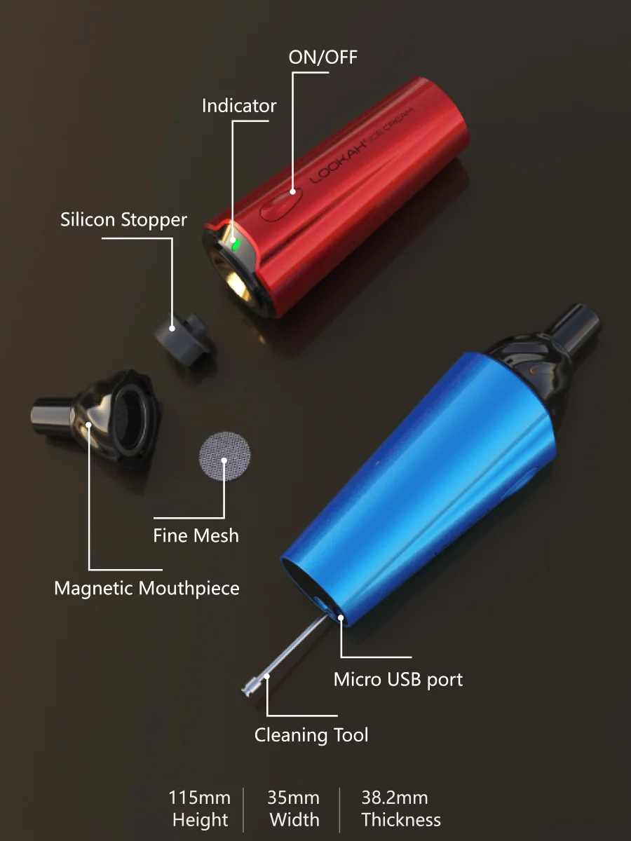 LOOKAH Ice Cream Best Portable Dry Herb Vaporizer, Color: Orange, 7 image