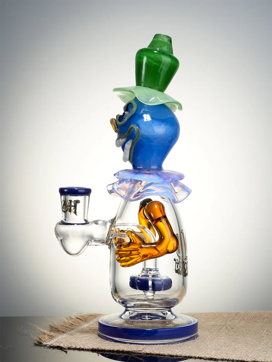 Lookah 9.5" Small Face-Painted Clown Glass Bong, Colors: Wathet Blue, 6 image