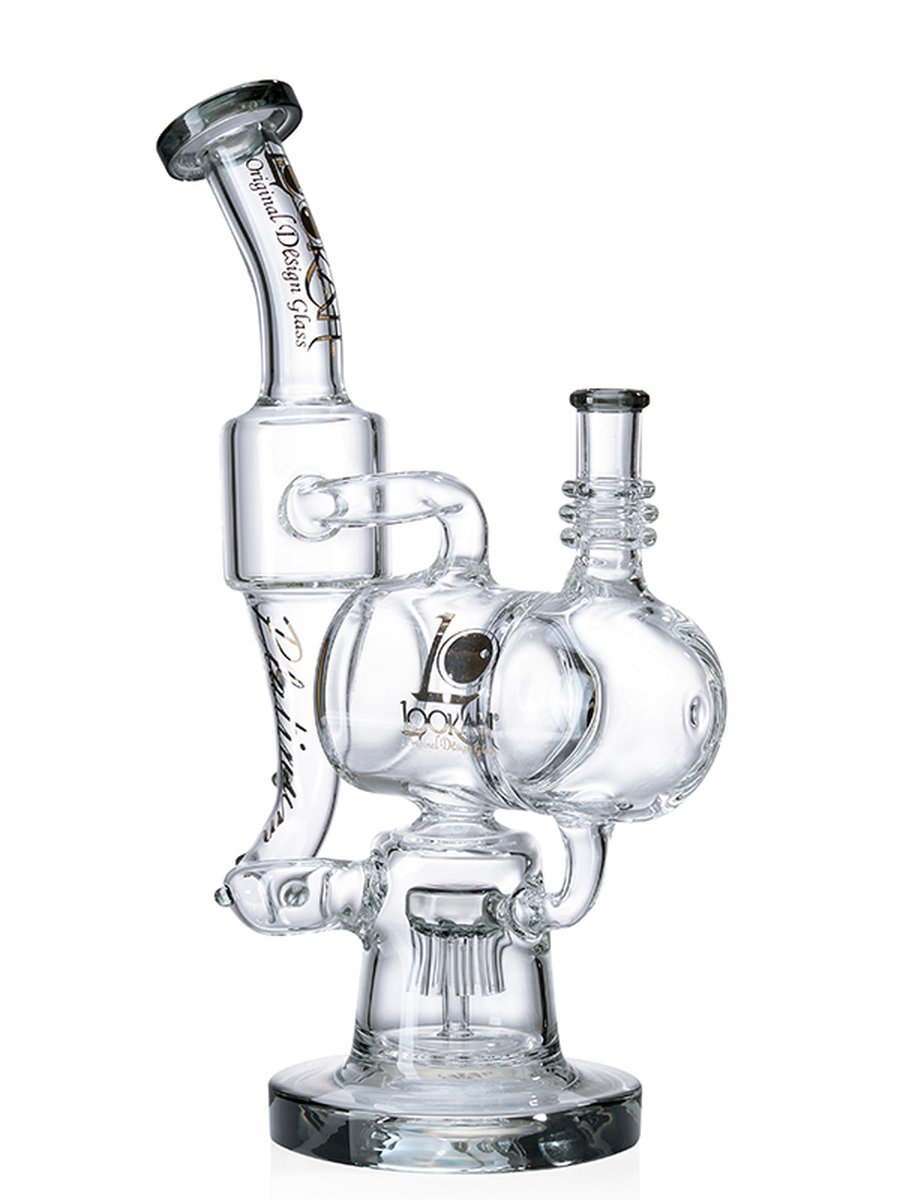 Platinum Glass Recycler Bong, Colors: Clear Black, 2 image Platinum Glass Recycler Bong, Colors: Clear Black, 2 image
