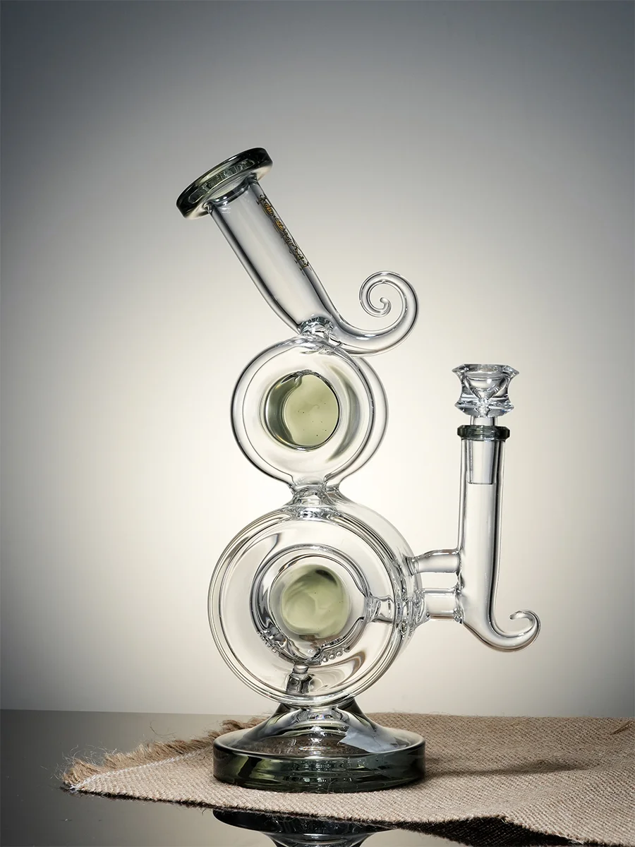 Transparent Black4   Spiral Design Multi-Chamber Glass Bong