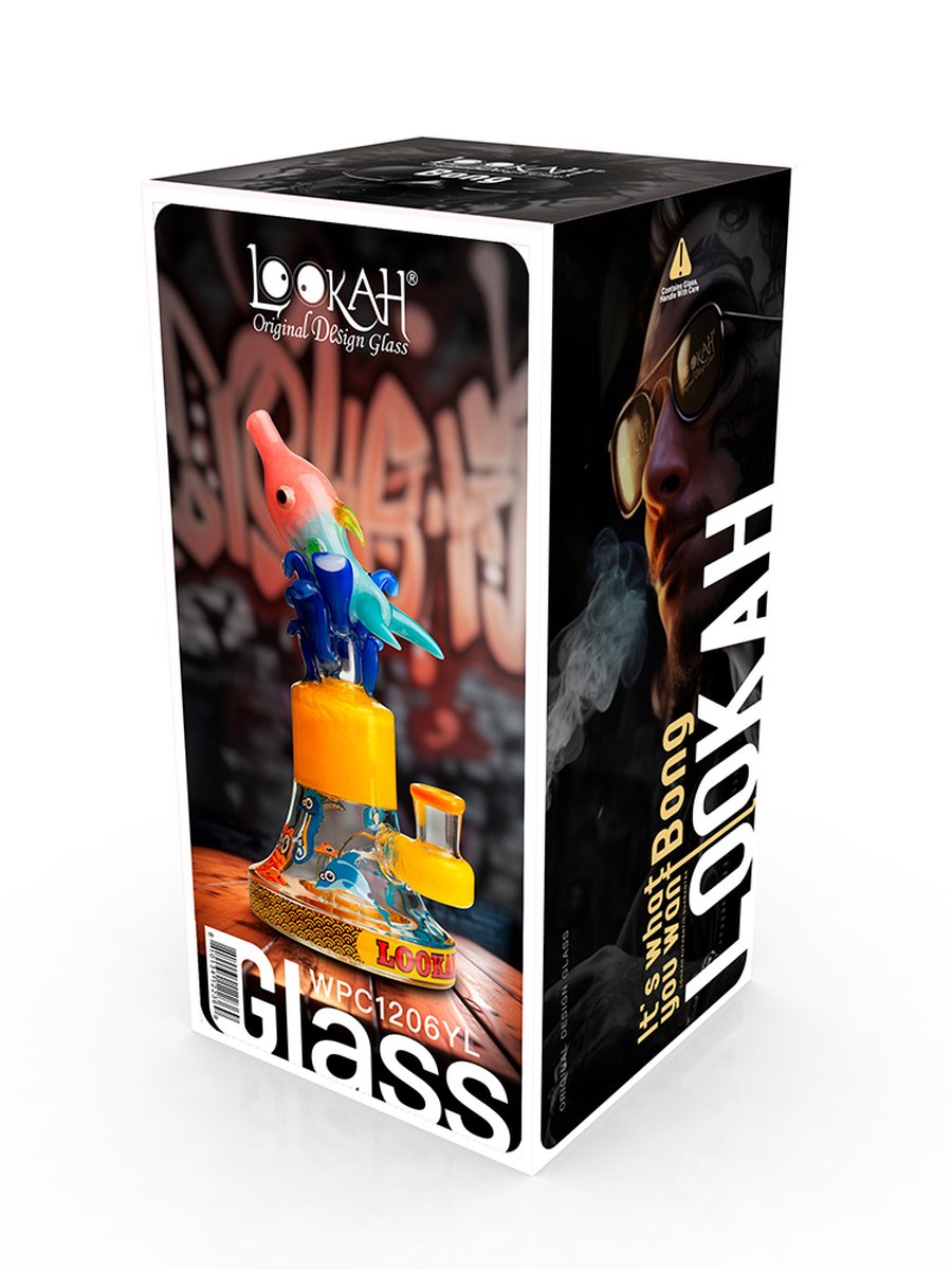 Lookah Rig 8.5" Cool Ocean World Artistic Dab Rig - Yellow, Colors: Yellow, 3 image Lookah Rig 8.5" Cool Ocean World Artistic Dab Rig - Yellow, Colors: Yellow, 3 image