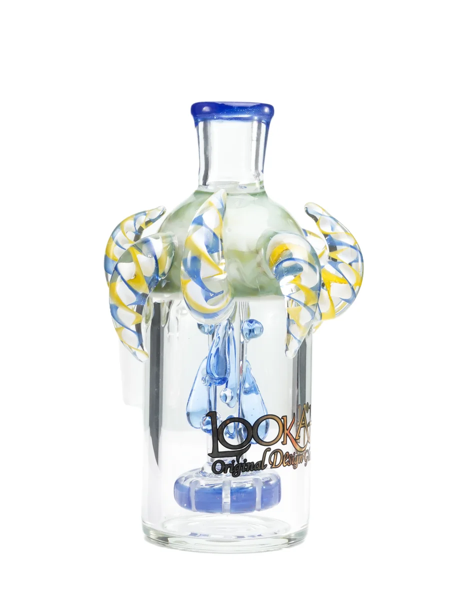 Horned ash Catcher 90Degree 14mm Joint, Colors: Dark Blue, 2 image Horned ash Catcher 90Degree 14mm Joint, Colors: Dark Blue, 2 image