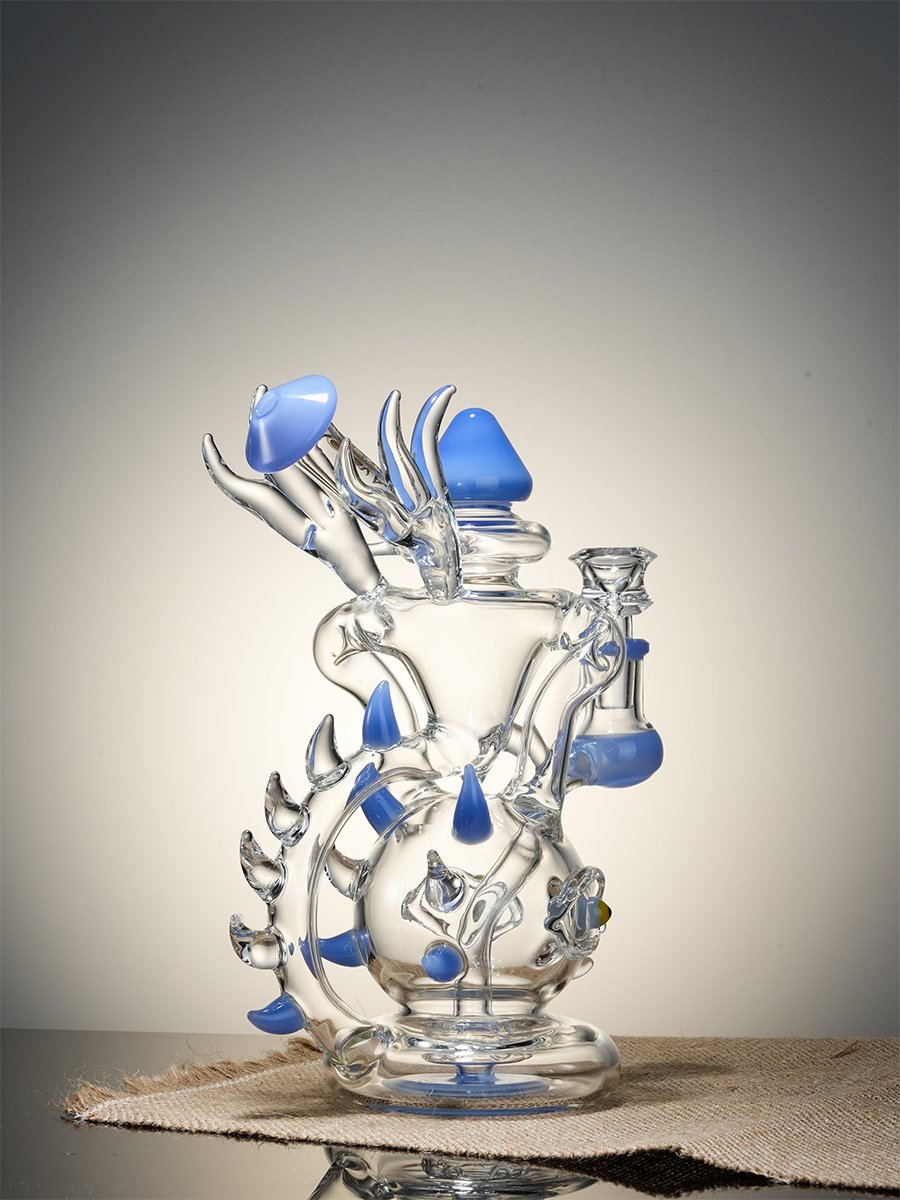 Lookah Rig 8.7" Novelty Rare Hourglass Spine Dab Rig, Colors: Blue, 7 image Lookah Rig 8.7" Novelty Rare Hourglass Spine Dab Rig, Colors: Blue, 7 image