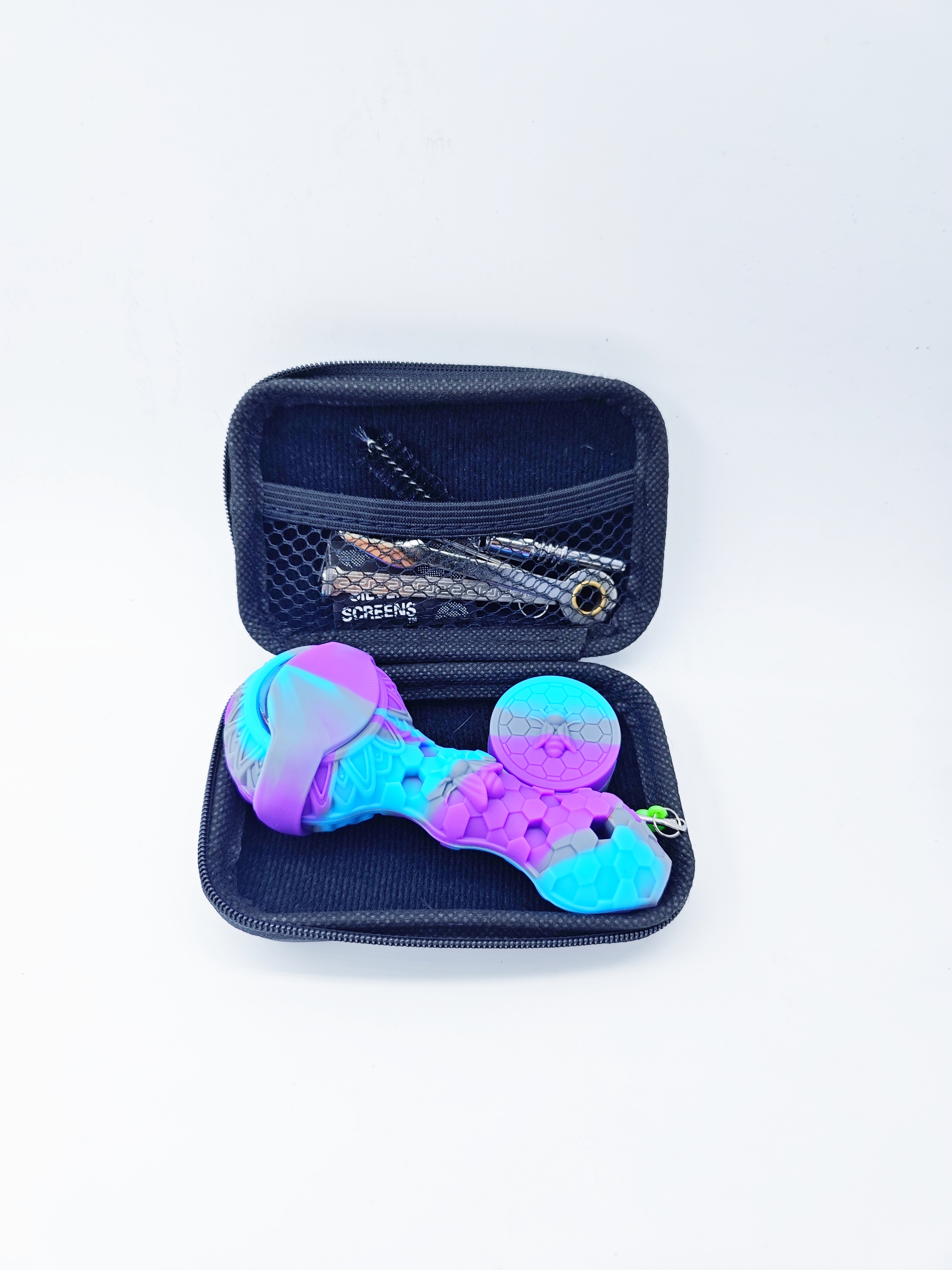 Purple-blue Honeycomb Silicone Pipe Set Purple-blue Honeycomb Silicone Pipe Set
