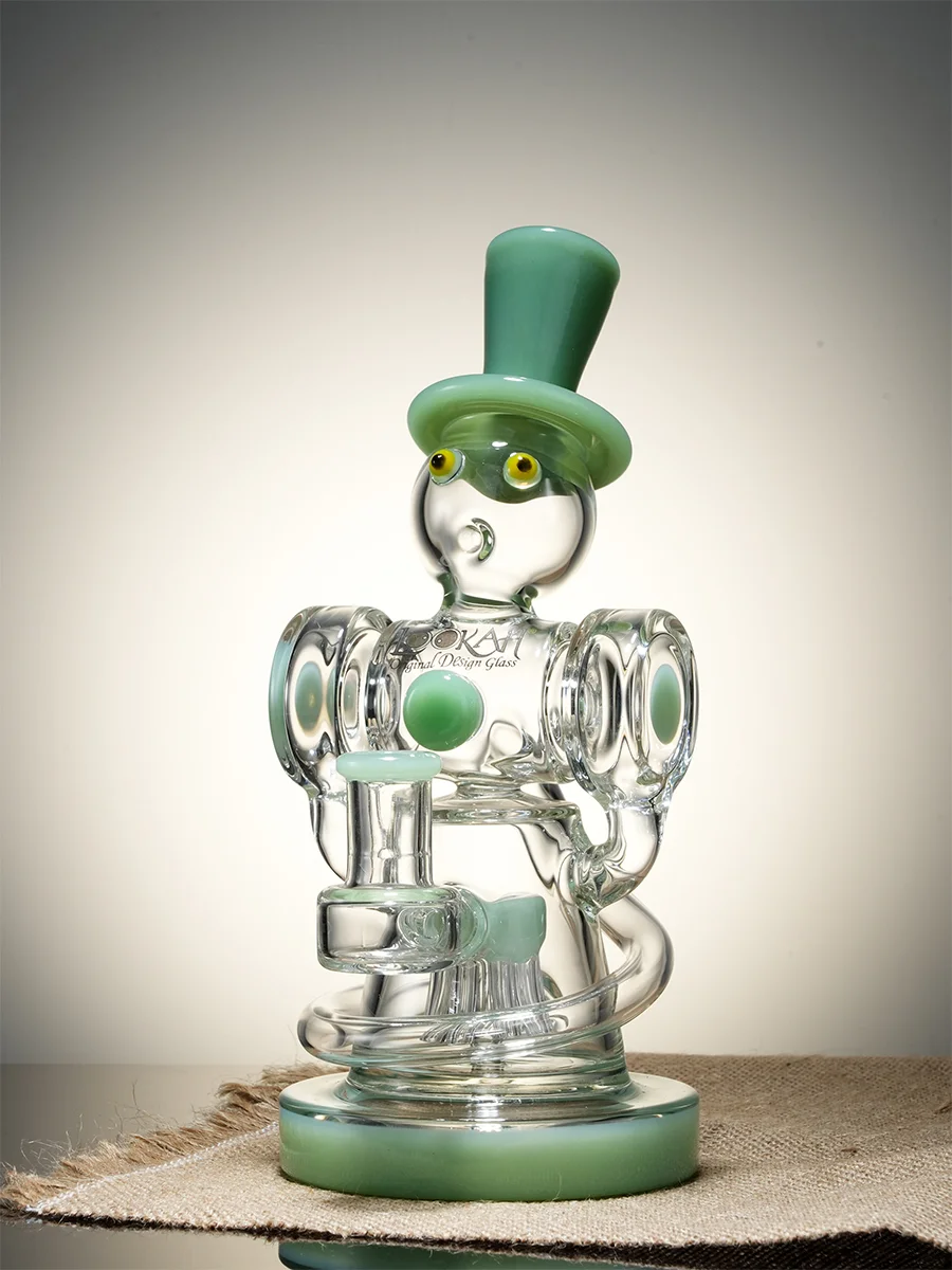 Lookah Bong 9&quot; Recycler Gentleman Robot Dab Rig green