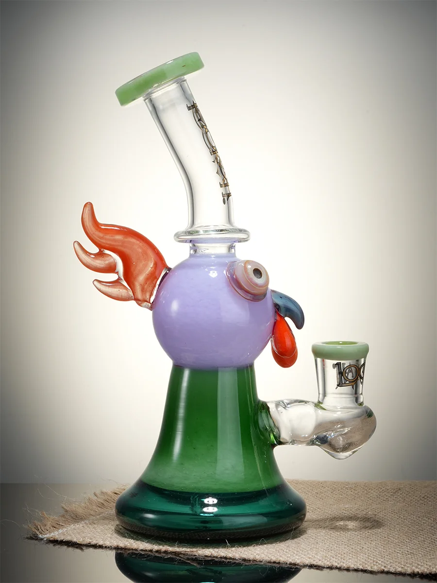 Lookah Rig 7.8" Cute Crested Head Dab Rig, Colors: Orange, 7 image Lookah Rig 7.8" Cute Crested Head Dab Rig, Colors: Orange, 7 image