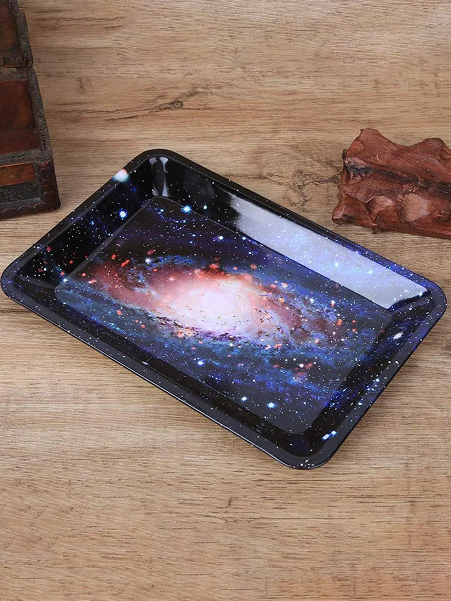 Starry Sky Tinplate Rolling Tray use
