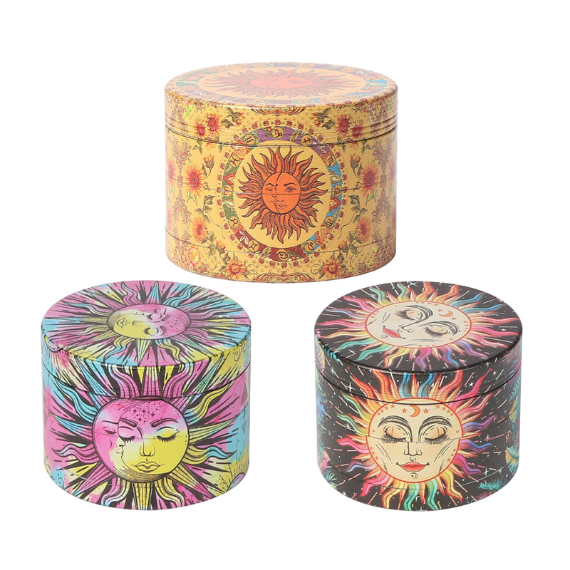 50mm Sun and Moon Pattern Herb Grinder 4 Layer