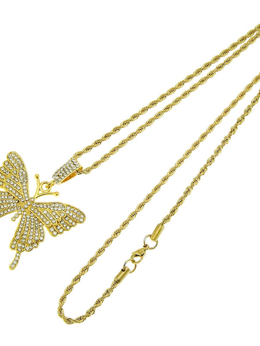 Butterfly Pendant Necklace, Color: Rose Gold, 6 image Butterfly Pendant Necklace, Color: Rose Gold, 6 image