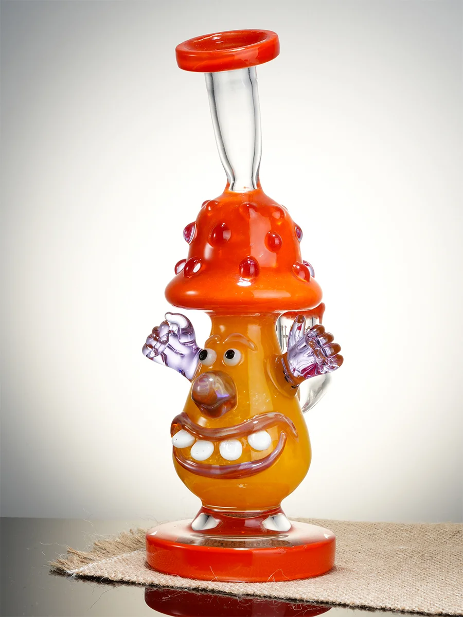 Lookah Rig 8.3" Cute Clown Mushroom Dab Rig, Colors: Orange, 8 image Lookah Rig 8.3" Cute Clown Mushroom Dab Rig, Colors: Orange, 8 image