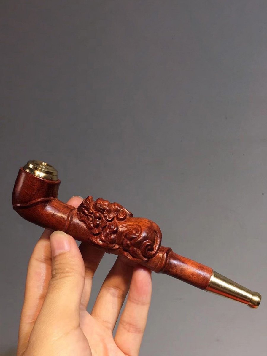 Rosewood Pixiu Carved Pipe, Type: Gloomy wood, 3 image Rosewood Pixiu Carved Pipe, Type: Gloomy wood, 3 image