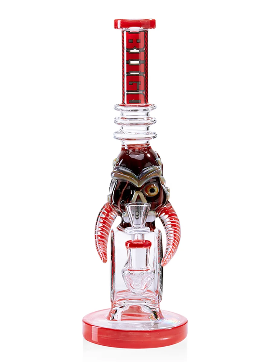 Lookah Bong 12.5 " Cool Gothic Skull Glass Bong with Donut Chamber - Red, Colors: Red, 2 image