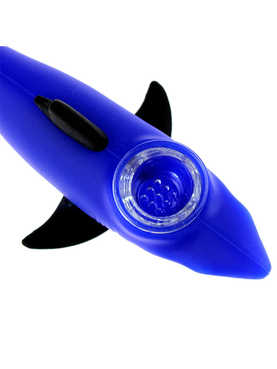 Blue Shark Silicone Pipe Detail Blue Shark Silicone Pipe Detail