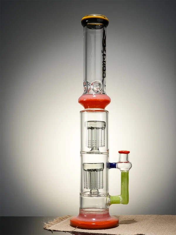 Lookah Bong 16" StraightTube Double Stacked Tree Perc Water Pipe, Colors: Yellow, 2 image Lookah Bong 16" StraightTube Double Stacked Tree Perc Water Pipe, Colors: Yellow, 2 image