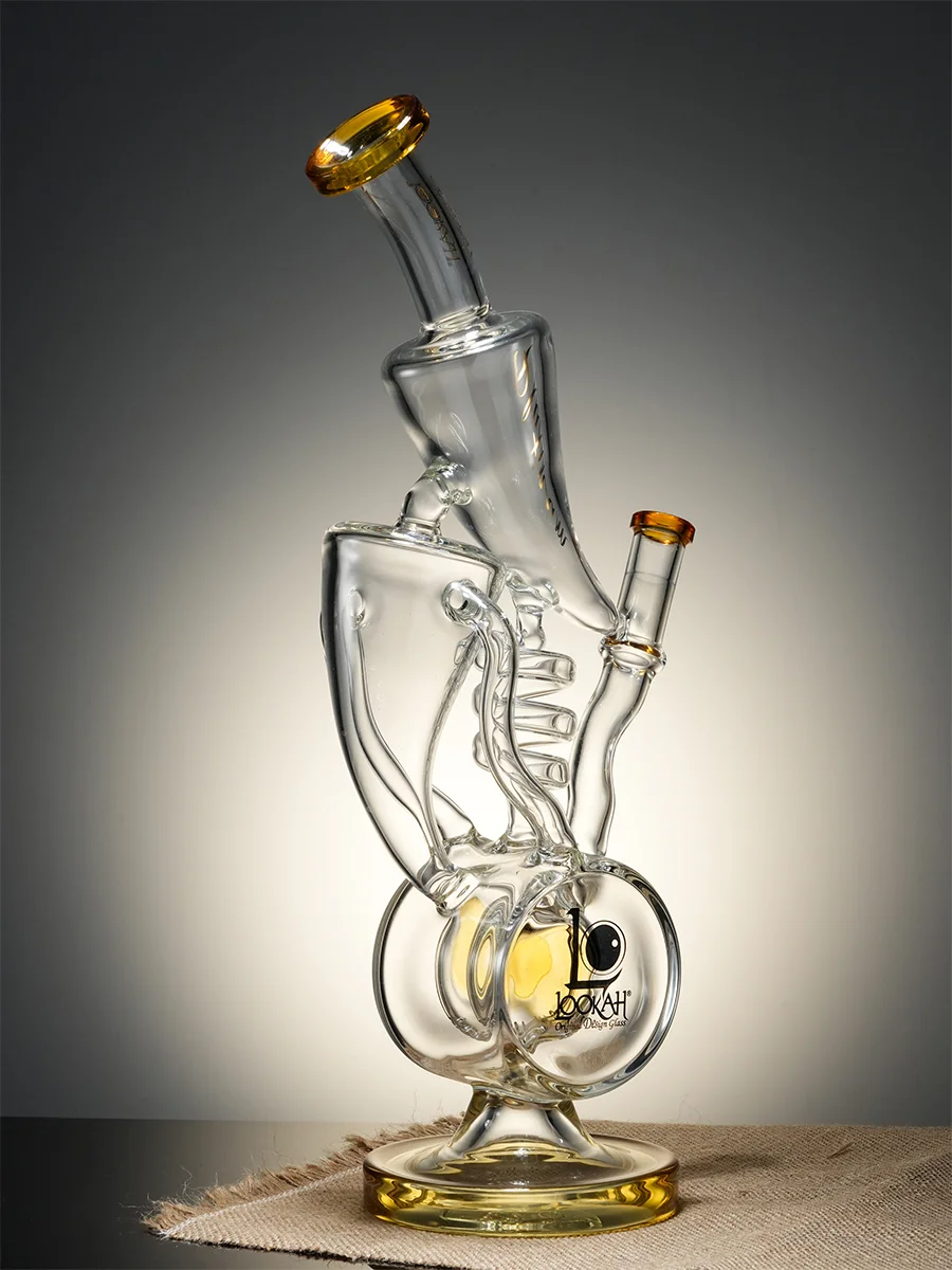 Lookah Bong 16" Spiral 2 Drum Percs Recycle Water Pipe, Colors: Milk Green, 2 image Lookah Bong 16" Spiral 2 Drum Percs Recycle Water Pipe, Colors: Milk Green, 2 image