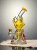Lookah 10" Four-Eyed Big-Bellied Monster Perc Beaker glass bong, Color: Yellow, 5 image