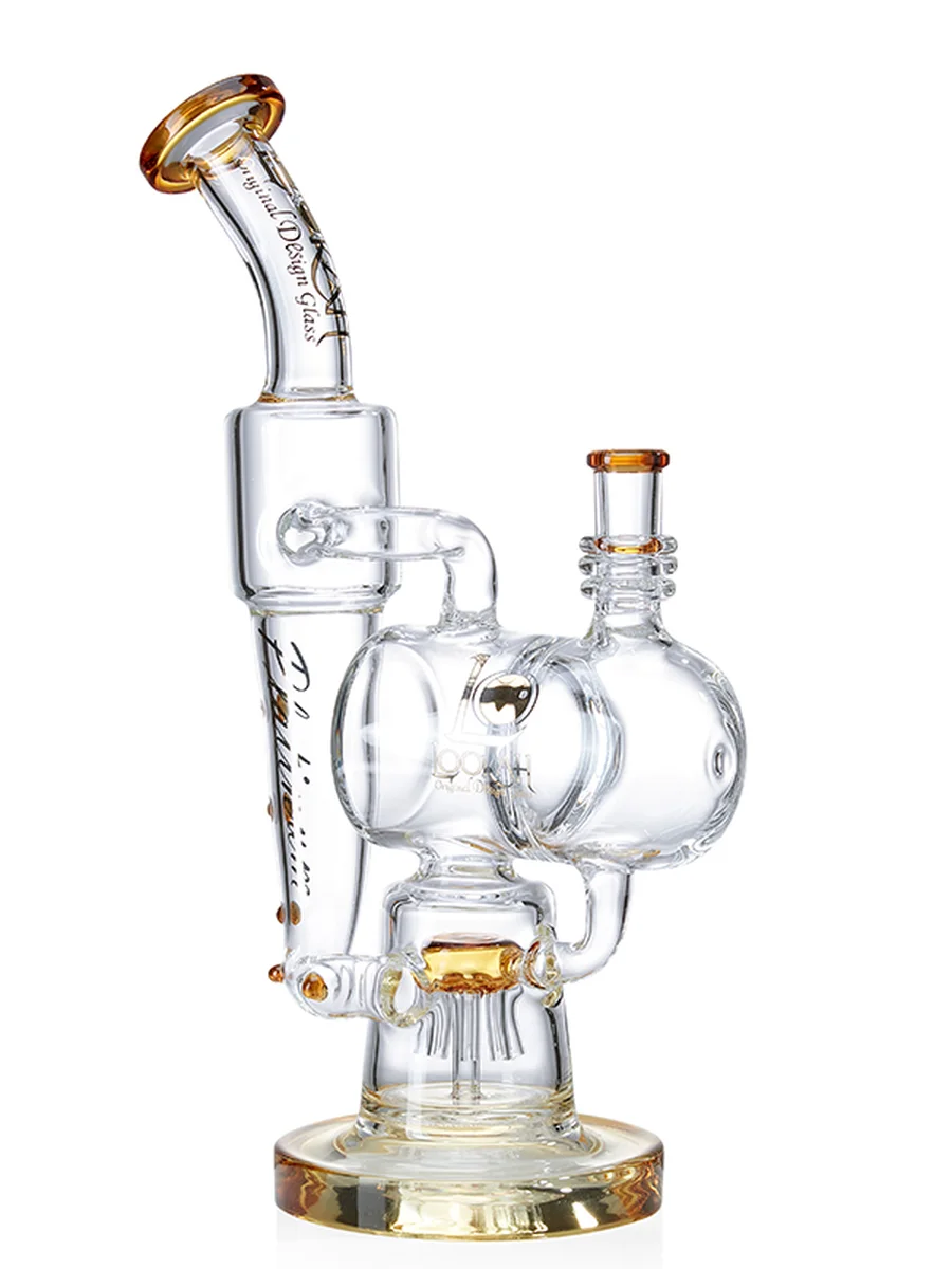 Lookah Bong 13" Double Large Tank Recycler Water Pipe, Colors: Gold, 2 image Lookah Bong 13" Double Large Tank Recycler Water Pipe, Colors: Gold, 2 image