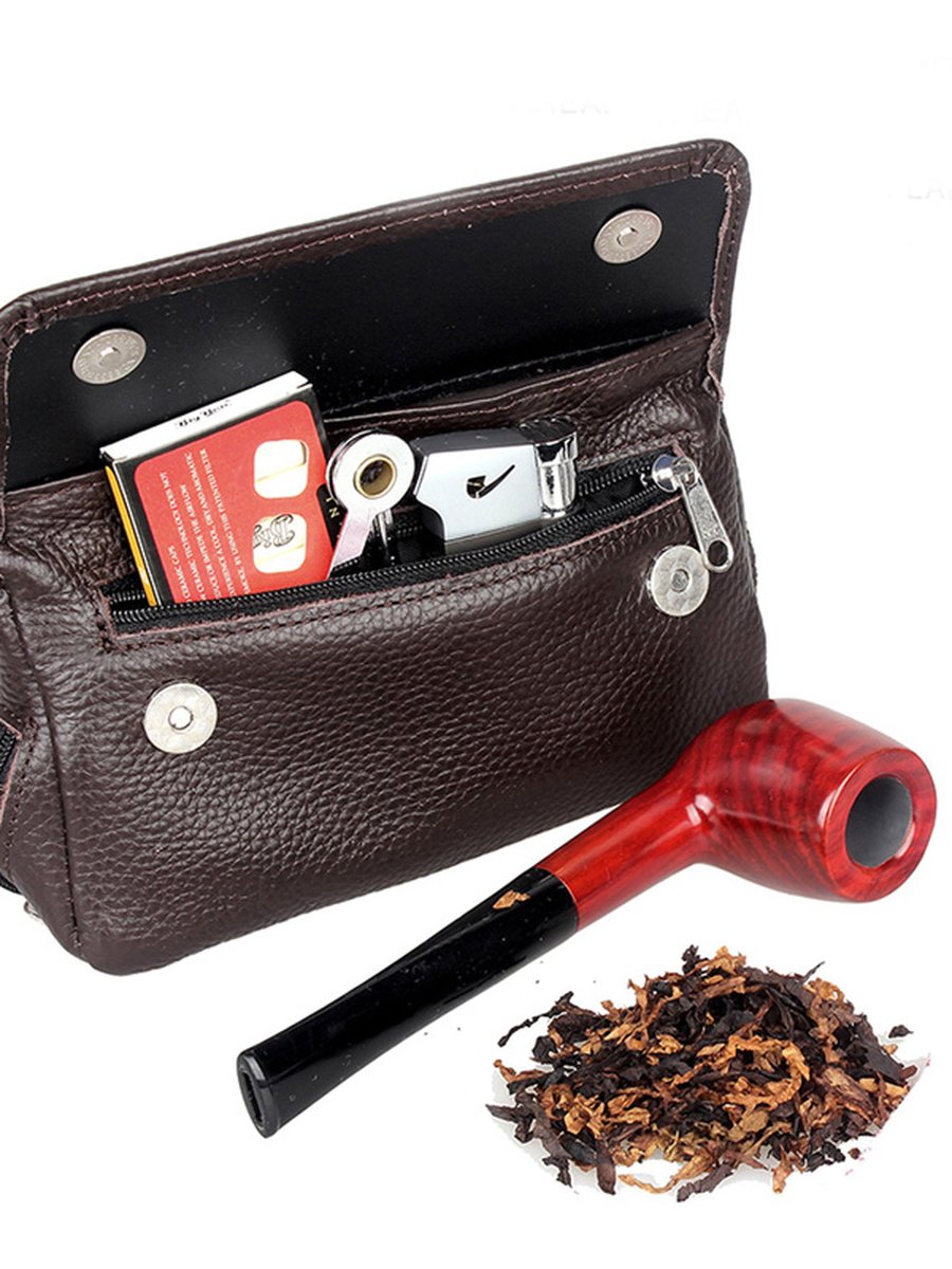 Genuine Leather Pipe Bag Tobacco Pouch, Color: Black, 3 image Genuine Leather Pipe Bag Tobacco Pouch, Color: Black, 3 image