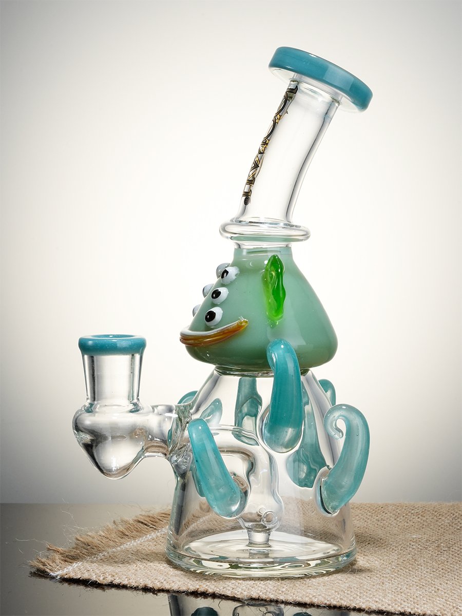 Lookah Rig 8" Mini Cute Six Eyes Clown Octopus Dab Rig, Colors: Water Blue , 13 image Lookah Rig 8" Mini Cute Six Eyes Clown Octopus Dab Rig, Colors: Water Blue , 13 image