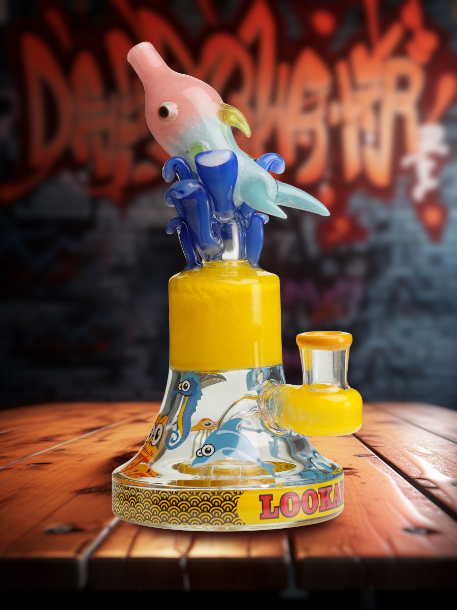 Lookah Rig 8.5&quot; Cool Ocean World Artistic Dab Rig yellow