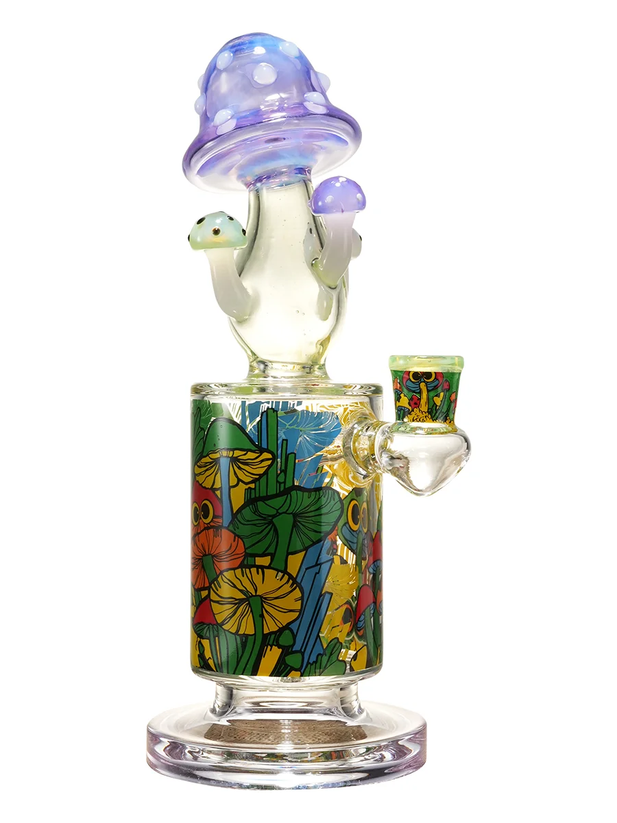 Lookah 10" Cute & Trippy Mushroom Showerhead Perc Glass Bong, Color: Discoloration, 3 image Lookah 10" Cute & Trippy Mushroom Showerhead Perc Glass Bong, Color: Discoloration, 3 image