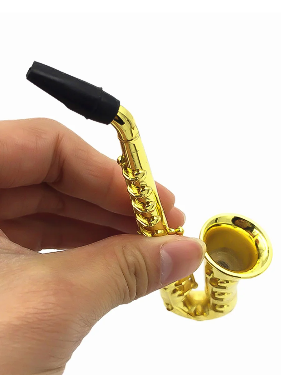 2Pcs Saxophone Shape Metal Smoking Pipe