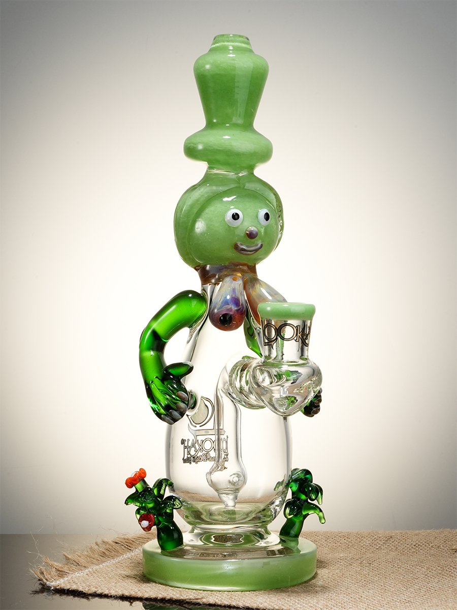 9.5” Cute Garden Snowman Dab Rig, Colors: Green, 2 image 9.5” Cute Garden Snowman Dab Rig, Colors: Green, 2 image