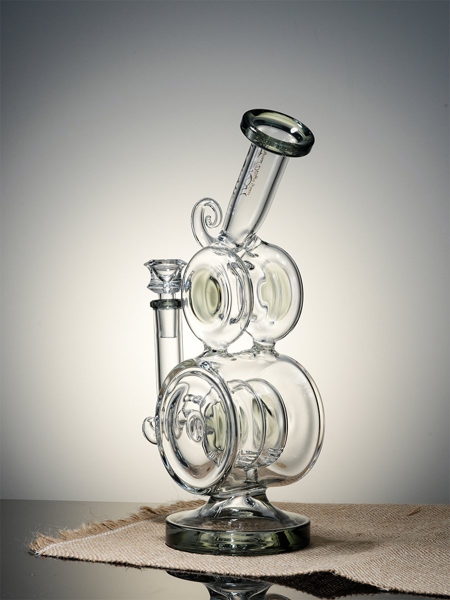 Transparent Black   Spiral Design Multi-Chamber Glass Bong