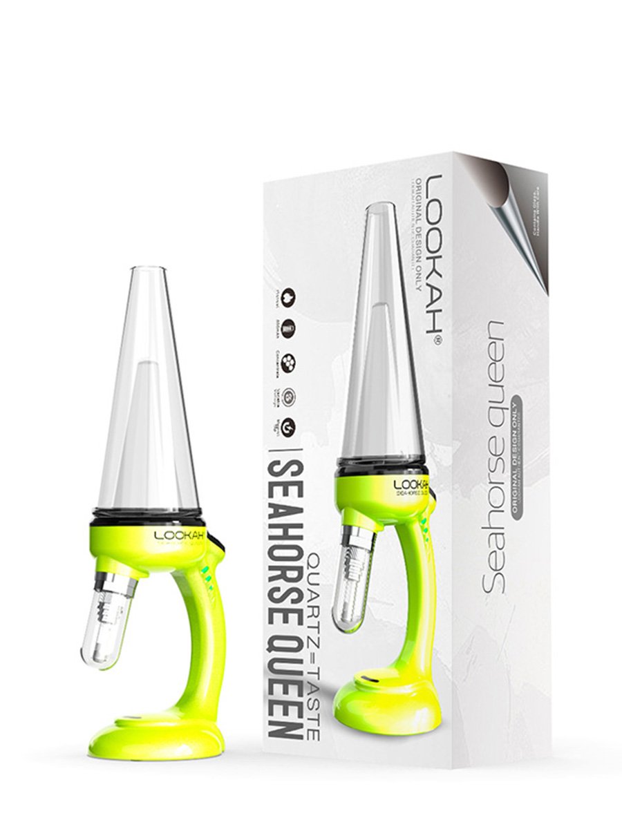 LOOKAH Seahorse Queen Electric Nectar Collector Bubbler Neon Green