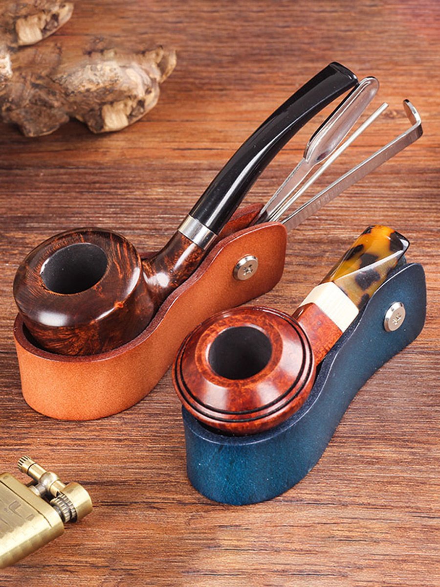 Leather Pipe Stand Holder Cleaning Tools2 Leather Pipe Stand Holder Cleaning Tools2