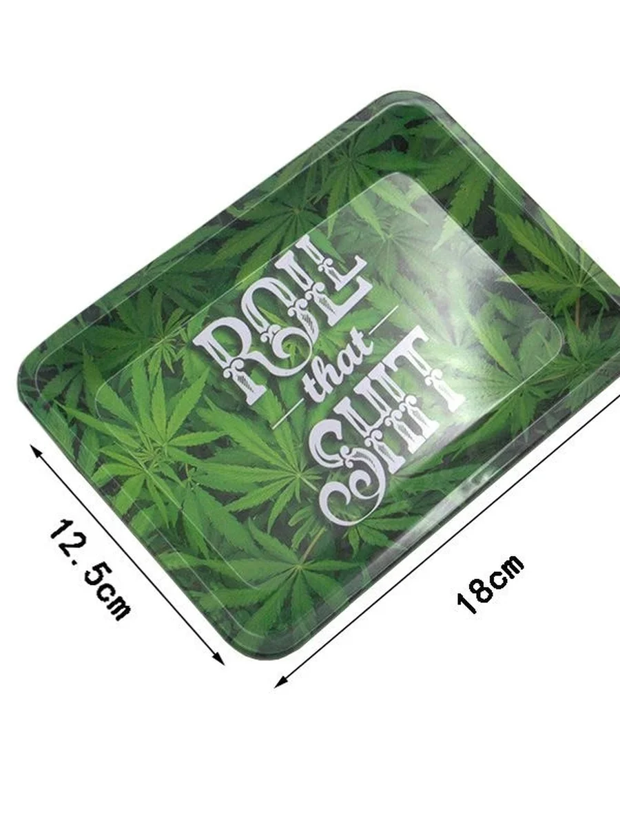 Hemp Leaf Rectangular Tinplate Rolling Tray, Attribute: B, Quality: S, 2 image Hemp Leaf Rectangular Tinplate Rolling Tray, Attribute: B, Quality: S, 2 image