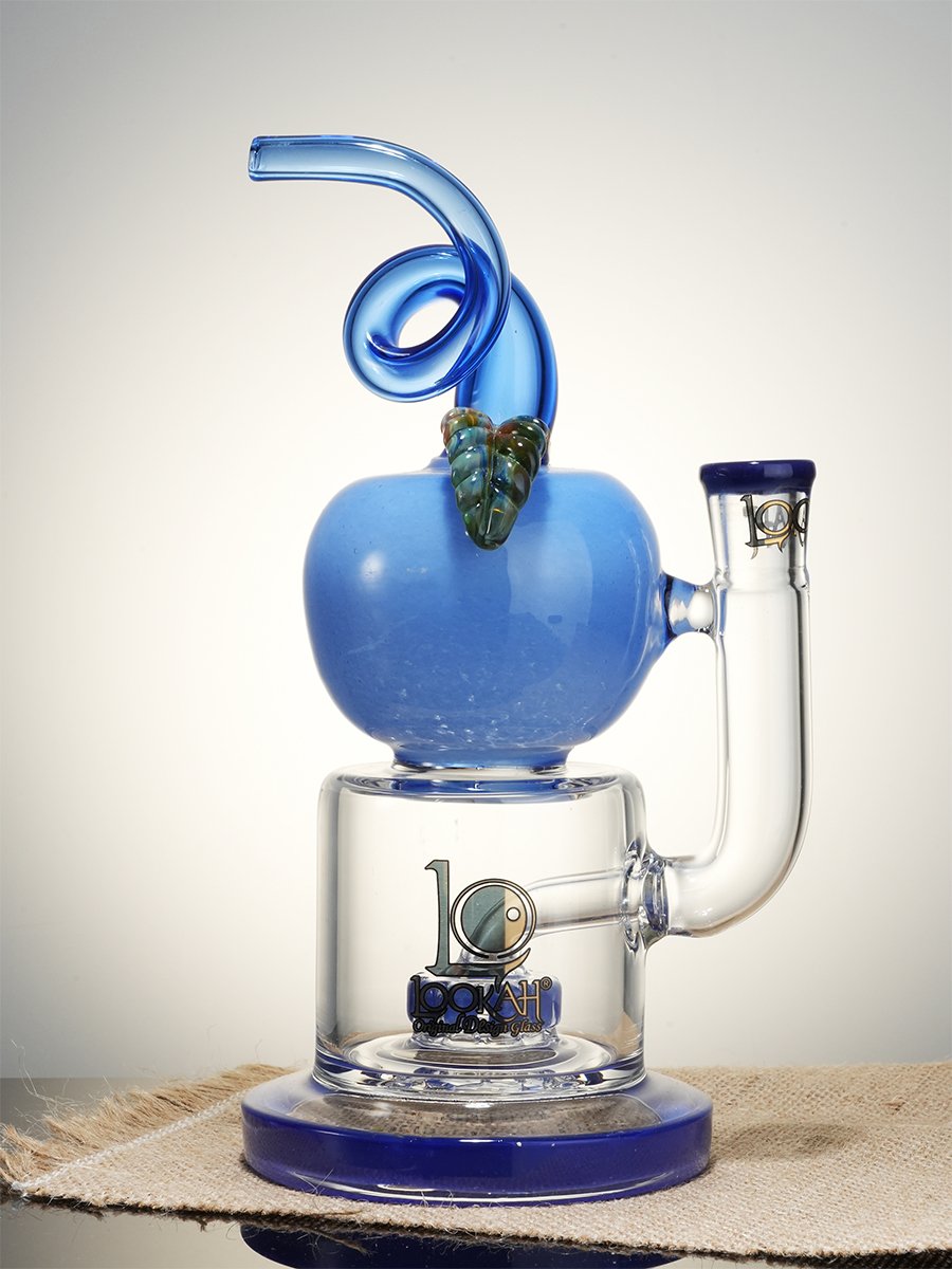 Lookah Rig  9" Cute Apple Showerhead Perc Dab Rig, Colors: Yellow, 4 image Lookah Rig  9" Cute Apple Showerhead Perc Dab Rig, Colors: Yellow, 4 image