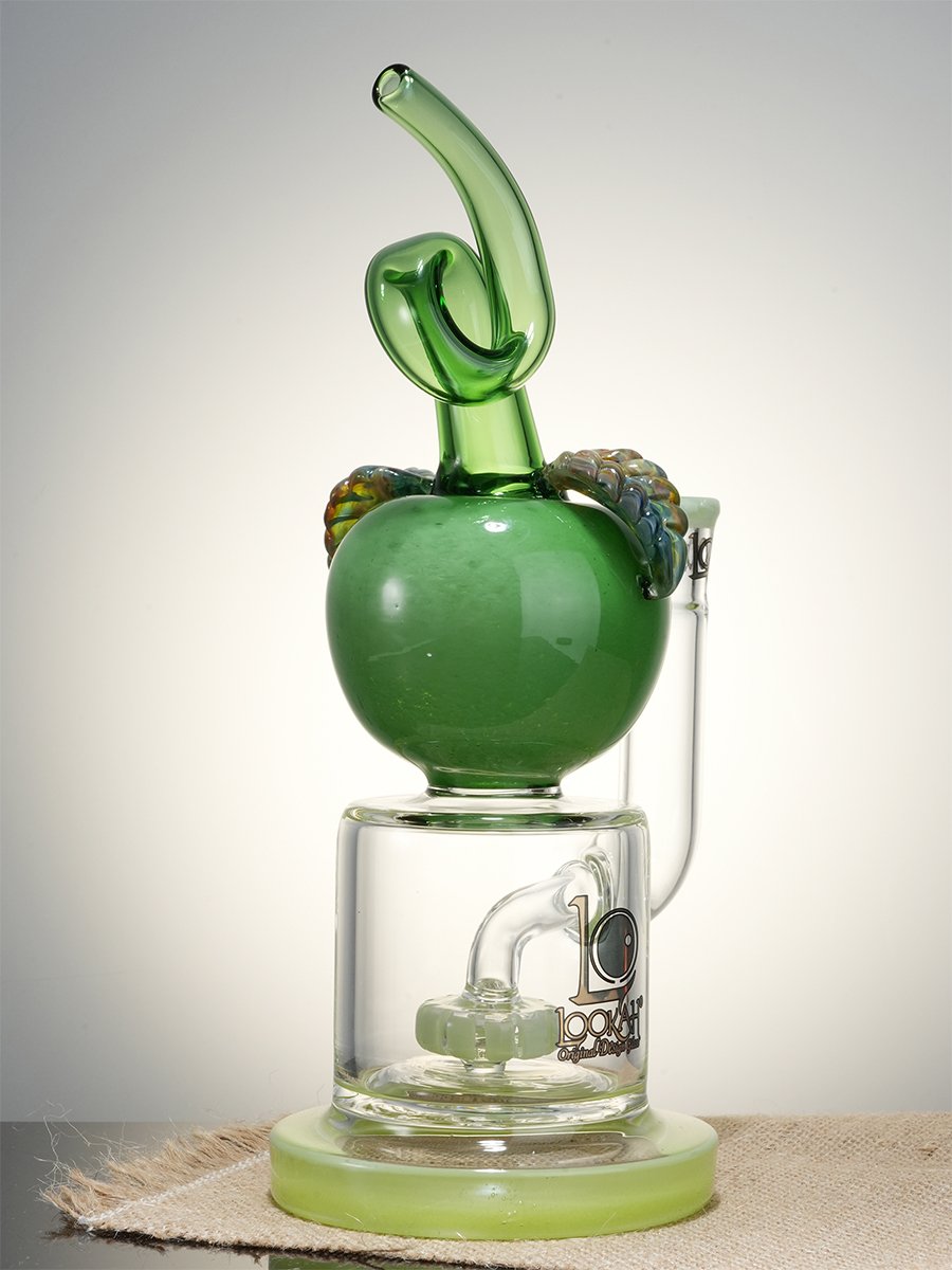 Lookah Rig  9" Cute Apple Showerhead Perc Dab Rig, Colors: Yellow, 9 image Lookah Rig  9" Cute Apple Showerhead Perc Dab Rig, Colors: Yellow, 9 image