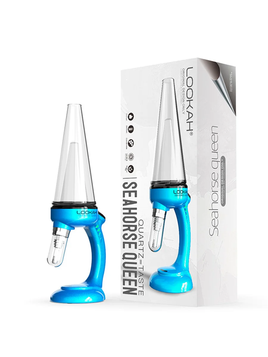 LOOKAH Seahorse Queen Electric Nectar Collector Bubbler Blue