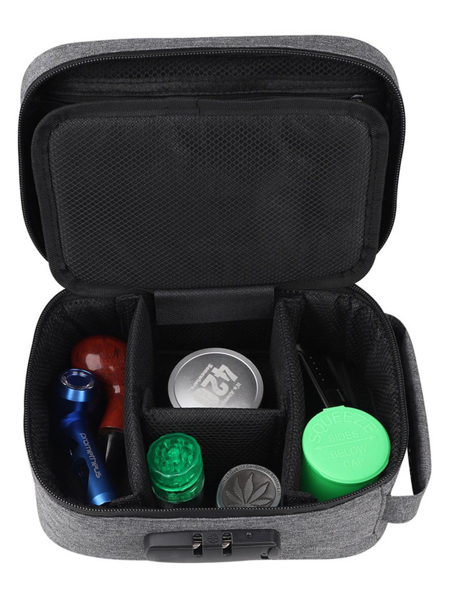 Nylon SmelProof Tobacco Case Bag with Lock, Color: Gray, 10 image