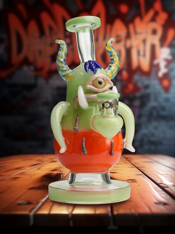 Lookah Bong 8" Mini One-Eyed Big-Bellied Monster Glass Water Pipe green Lookah Bong 8" Mini One-Eyed Big-Bellied Monster Glass Water Pipe green