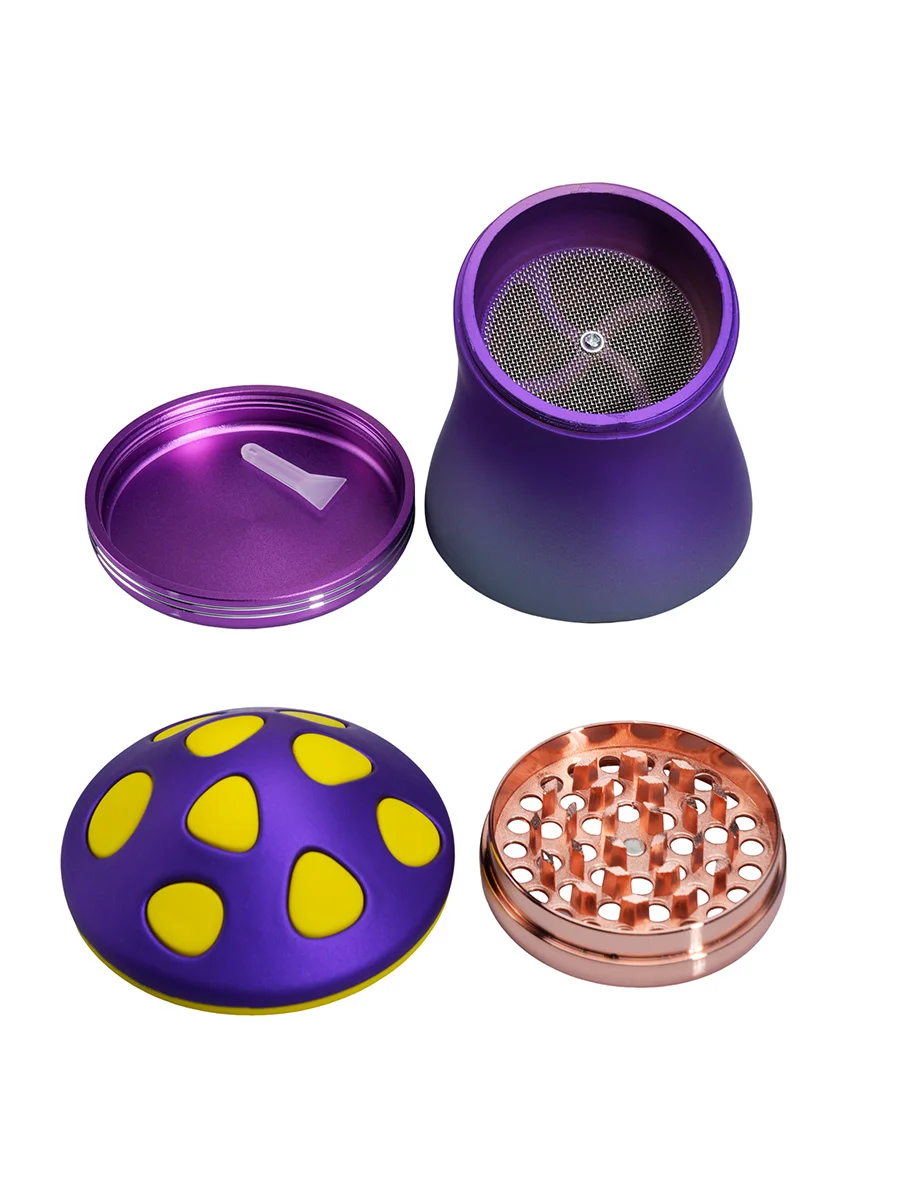 Cute Mushroom Zinc Alloy Herb Grinder with Drawer, 3 image