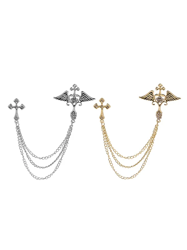 2PCS Angel Wings &amp; Cross Pin Brooches