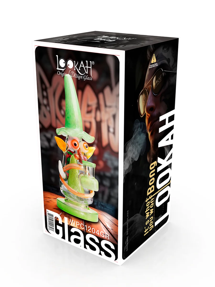 LOOKAH Rig 9" Mini Wizard Glass Dab Rig, Colors: Green LOOKAH Rig 9" Mini Wizard Glass Dab Rig, Colors: Green