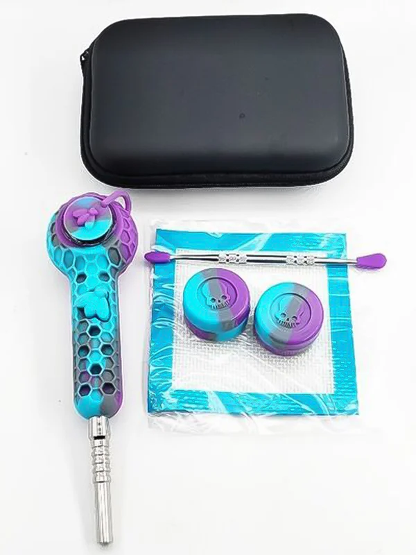 Mini Silicone 2-in-1 Spoon Pipe Nectar Collector Kit3