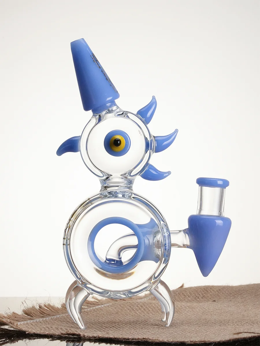 Lookah Bong 8" Mini Disc Perc Cock Glass Water Pipe - Blue, Colors: Blue