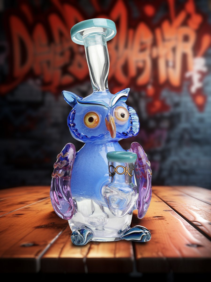 Lookah Rig 7" Mini Nerdy Owl Dab Rigblue Lookah Rig 7" Mini Nerdy Owl Dab Rigblue