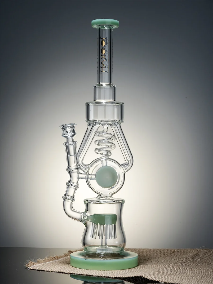 Lookah Bong 15.7" Heavy-Duty Recycler Water Pipe, Colors: Green, 8 image Lookah Bong 15.7" Heavy-Duty Recycler Water Pipe, Colors: Green, 8 image