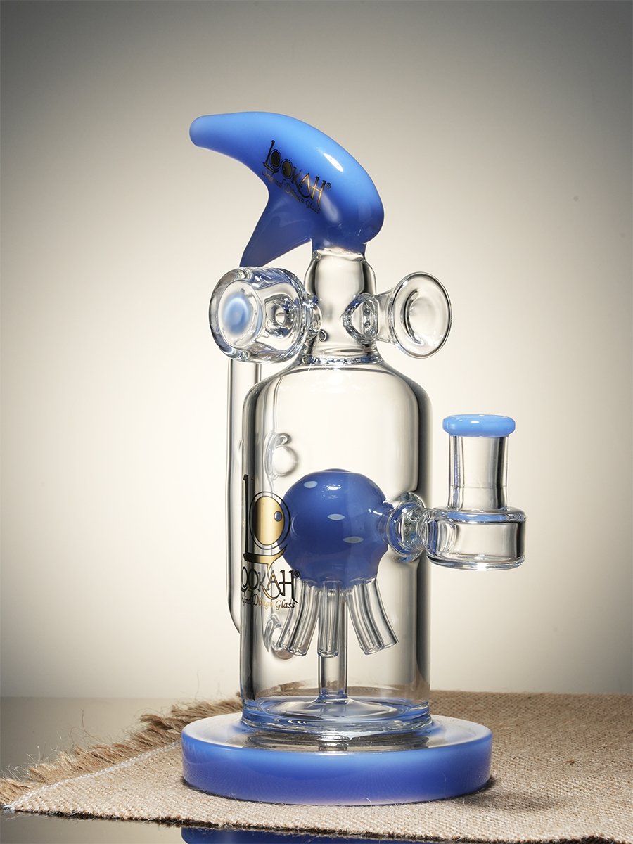 Lookah Bong 9&quot; Cool Recycler Fire Extinguisher Water Pipe blue