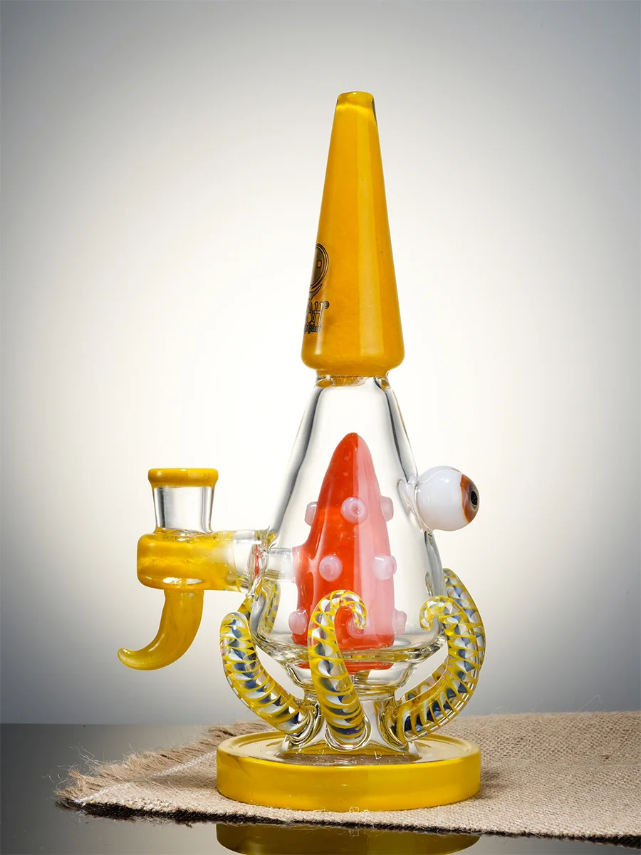Lookah Bong 10" Cute Octopus Monster Glass Water Pipe, Colors: Yellow, 7 image