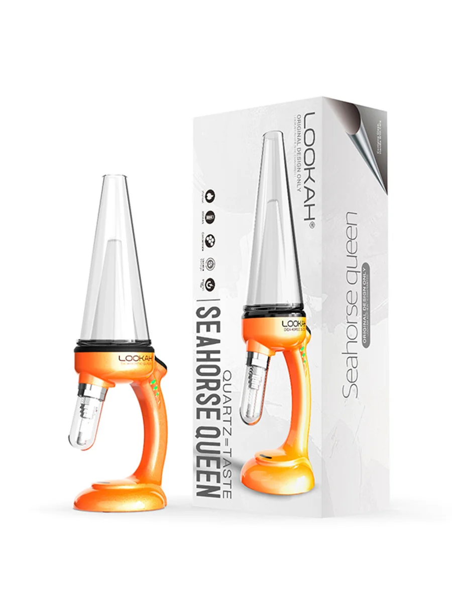 LOOKAH Seahorse Queen Electric Nectar Collector Bubbler Orange