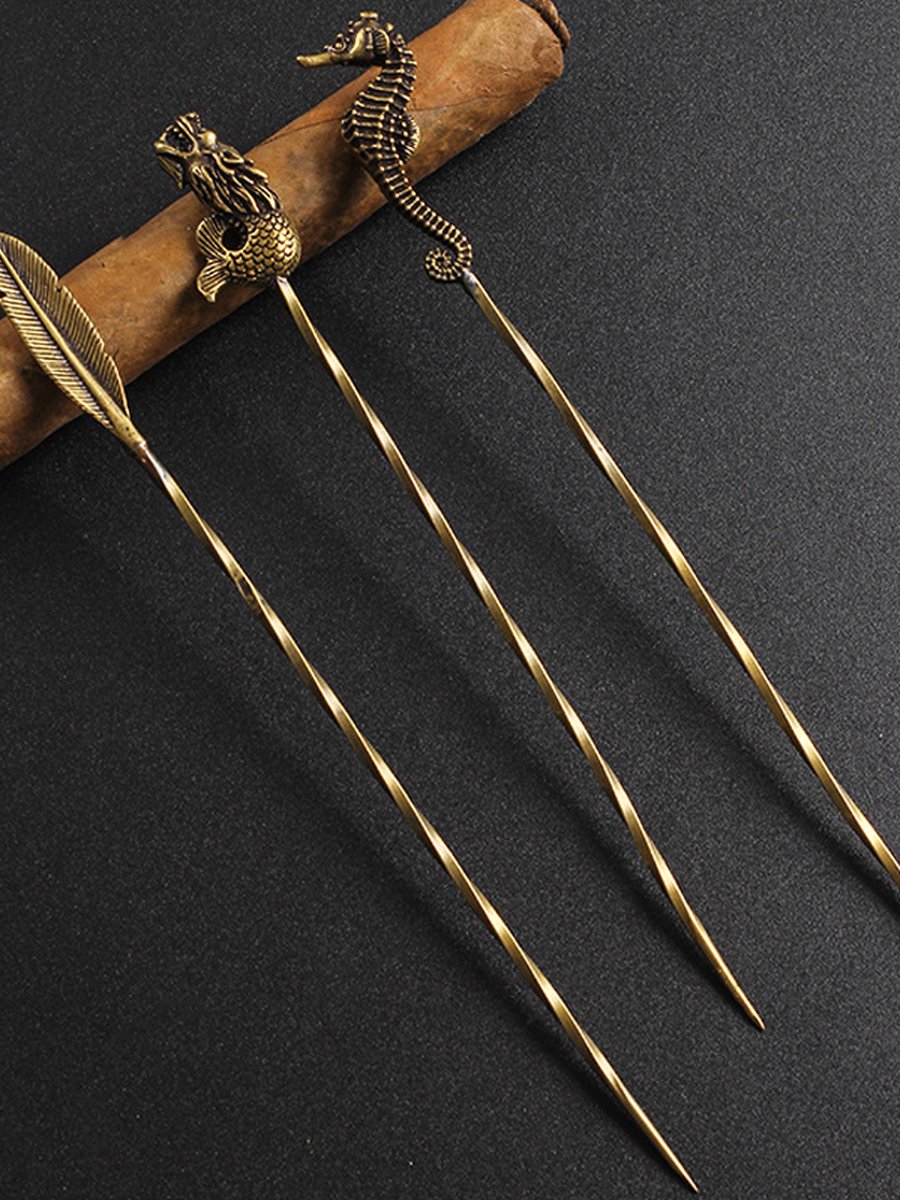 Retro Brass Cigar Pin, Type: Feather , 3 image Retro Brass Cigar Pin, Type: Feather , 3 image