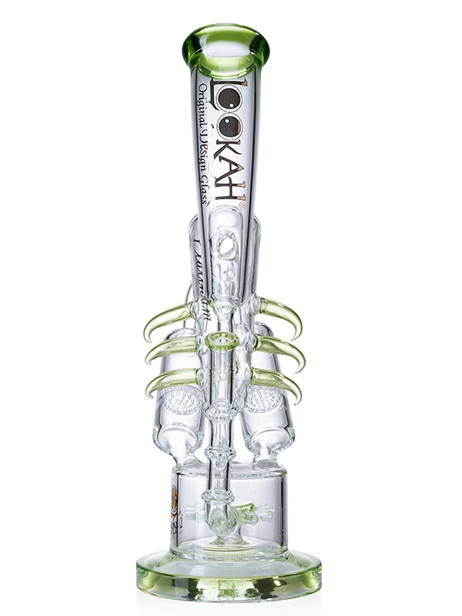 Lookah Bong 15" Disc Perc Triple Filter Chamber Recycler Water Pipe - Clear Green, Colors: Clear Green, 3 image Lookah Bong 15" Disc Perc Triple Filter Chamber Recycler Water Pipe - Clear Green, Colors: Clear Green, 3 image